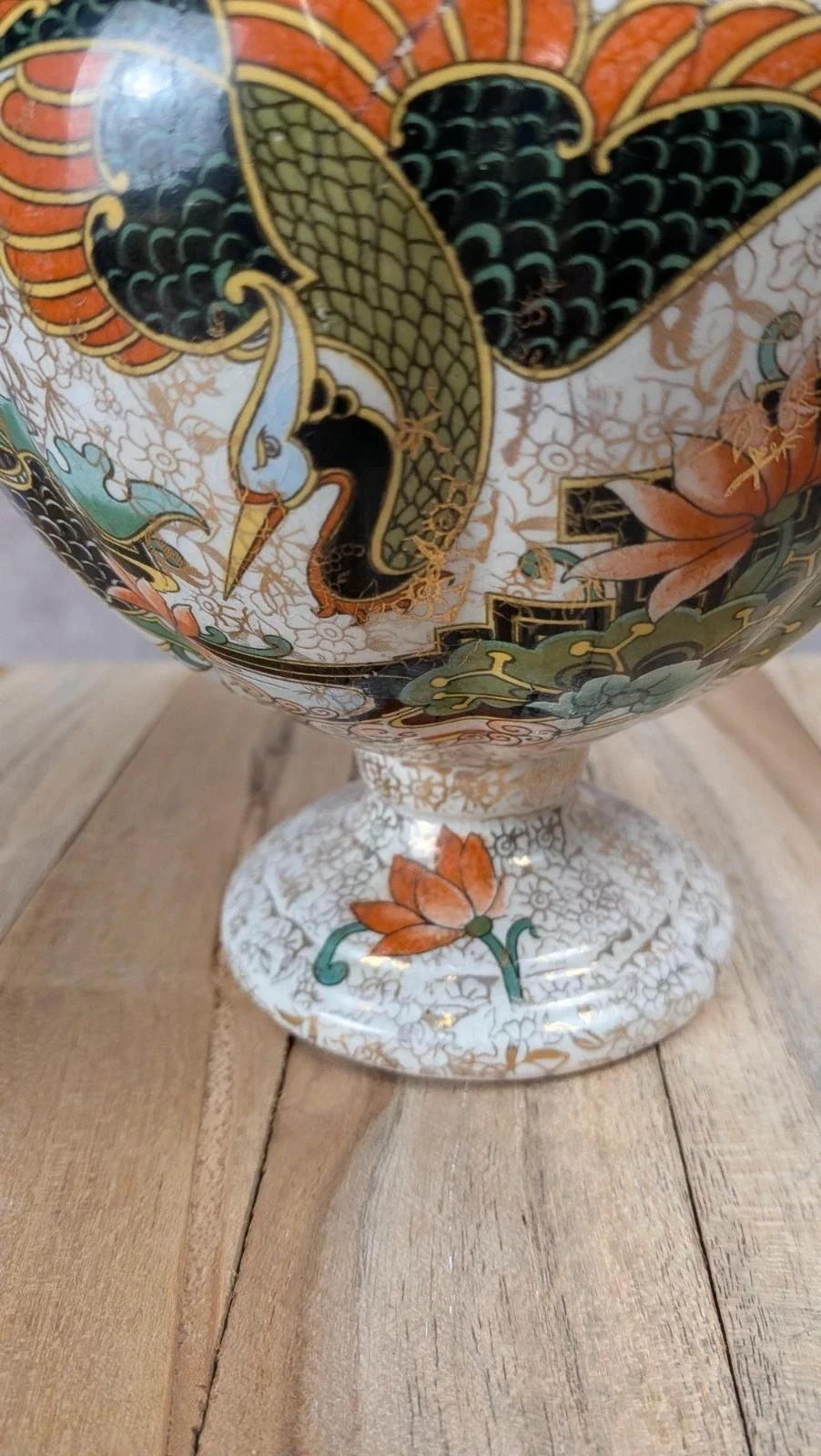 Antiguo jarrón Phoenix Ware England con decoración de pájaros japoneses – photo 2